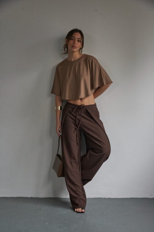 Pantalon Dolce Brusela - Wrap Cintura Ancha Con Tira